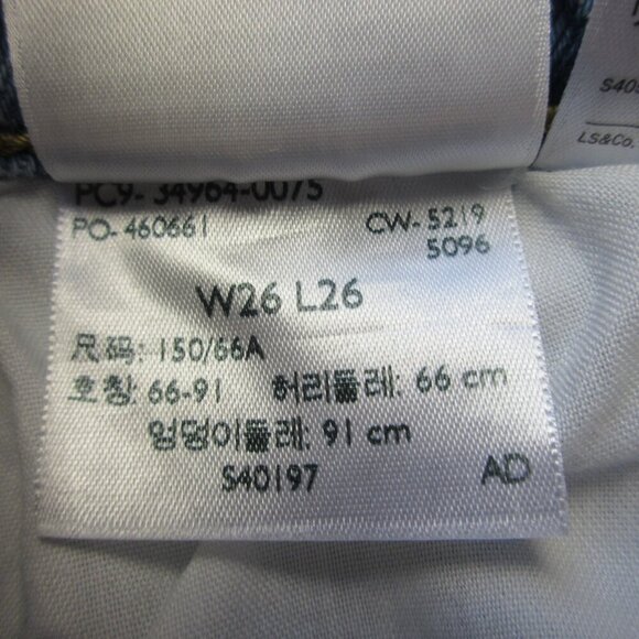 Levi's Wedgie Straight Jeans Women 26 Blue Crop Cotton Button Fly Distressed 570 - Picture 7 of 15